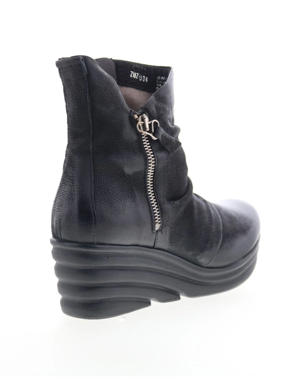Miz Mooz Zuzu Women’s Black Leather Zipper Ankle & Booties Boot - Picture 2 of 16